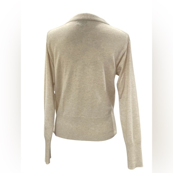 J. Crew 100% Cashmere Beige Lace up Front Crewneck Sweater S - Picture 4 of 5